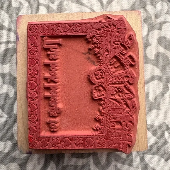 Vintage "This Book Belongs To" Rubber Stamp - Toy Scene - Picture 3 of 4
